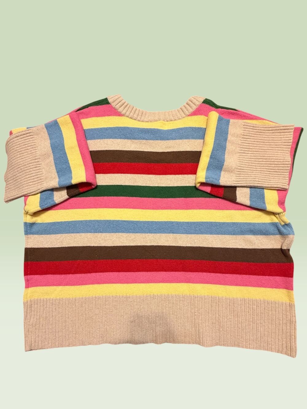 NWT Gap CashSoft Happy Stripe Sweater Womens XXL Rainbow Crewneck Long Sleeve